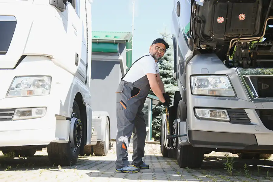 Decatur Trailer Sales & Service—A professional mechanic administers repairs to semi-trucks in Springfield, IL.