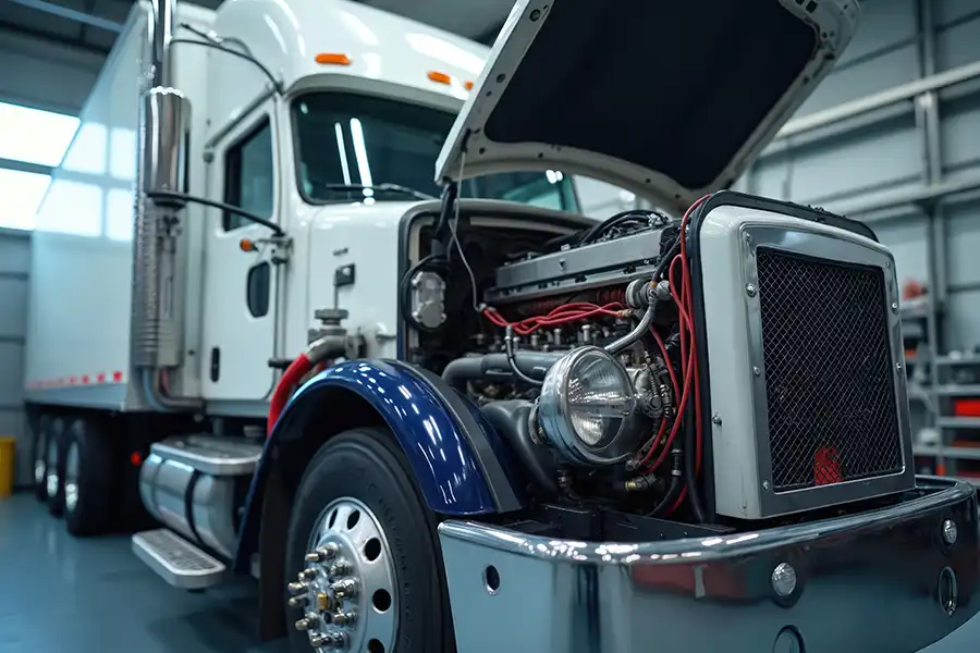 Decatur Trailer Sales & Service—Truck service in a repair garage for engine service in Decatur, IL.