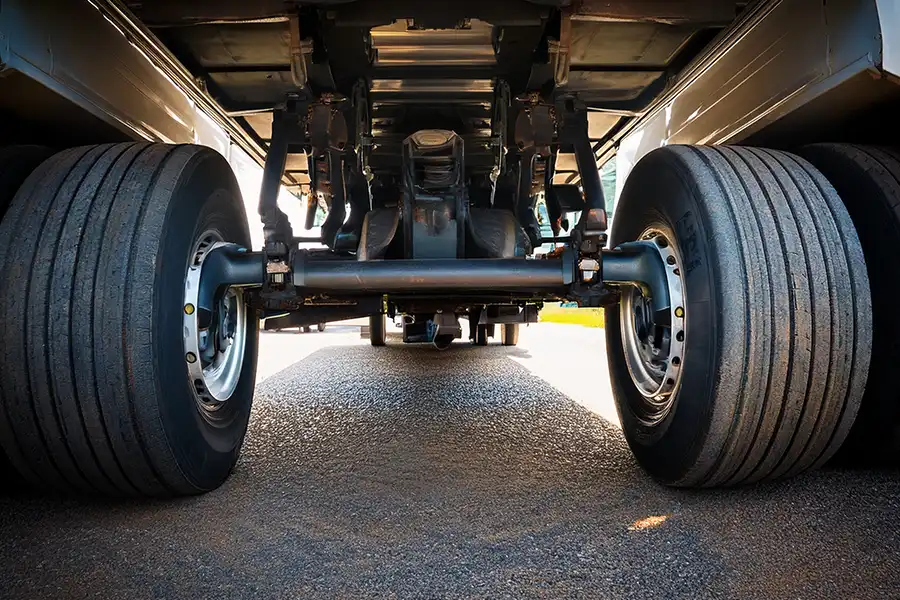 Decatur Trailer Sales & Service—A semi-truck’s suspension in Decatur, IL.