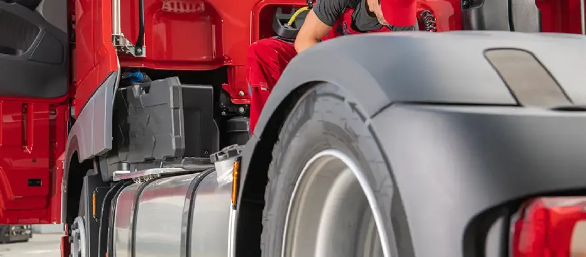 A mechanic performing heavy-duty diesel truck repair Decatur, IL